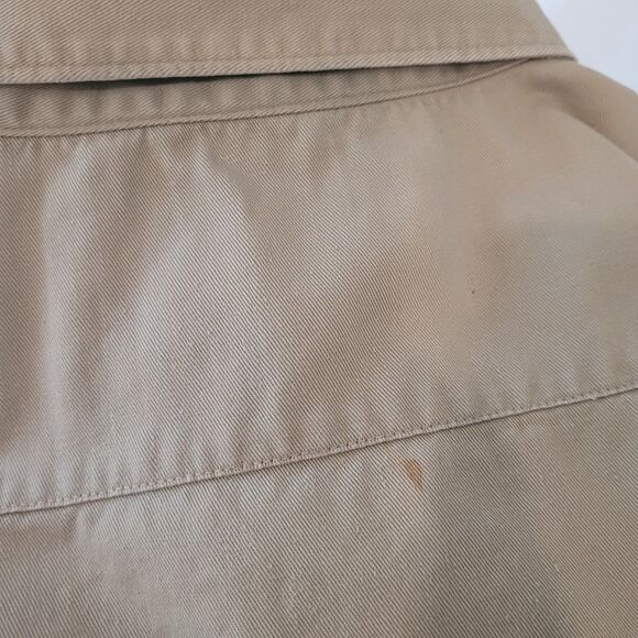 Vintage BB Brand Shirt Mens 20 2XL ? Khaki Twill Button Up Work Pockets USA Flaw - Picture 6 of 16